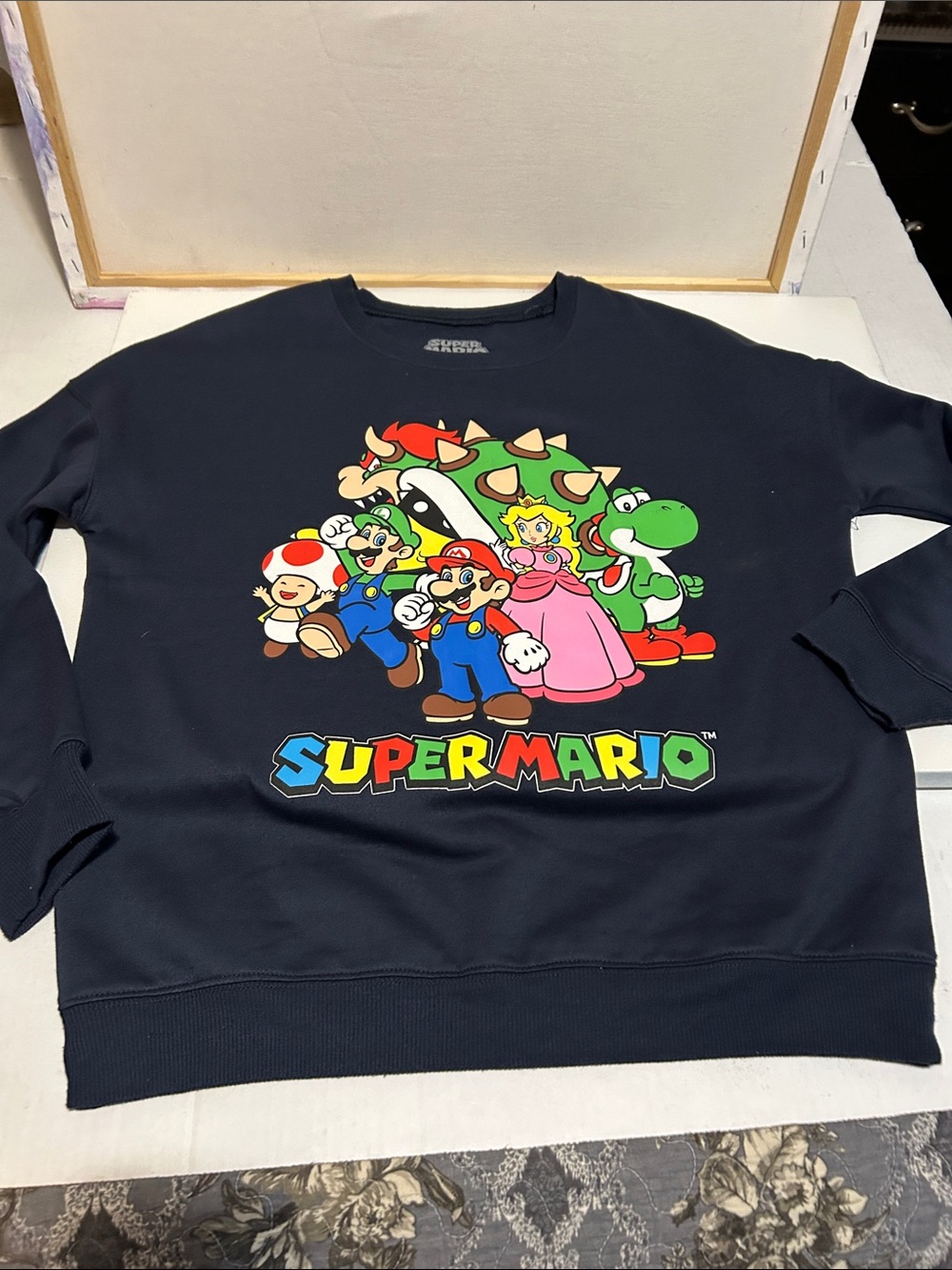 Super Mario Graphic Navy Crewneck Sweatshirt